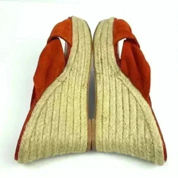 Nine west sandals sz 8 Wntgnitiontj burnt orange suede wedge espadrilles - Picture 4 of 9
